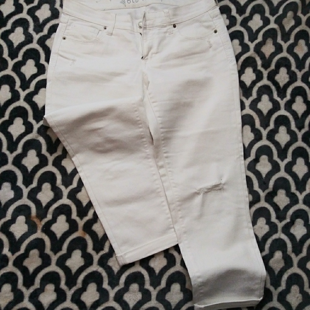 Distressed Old Navy white jeans